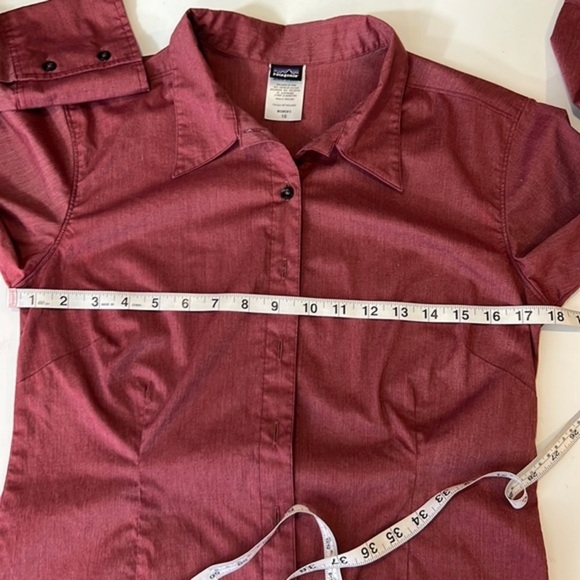 PATAGONIA Women’s Long Sleeve Button Down Maroon Burgundy Shirt Sz 10 - Picture 8 of 9